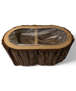 Kurv, oval skjuler i naturbark. 15 x 25 cm.