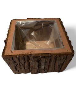 Kurv, firkantet skjuler i naturbark 18 x 18 cm.