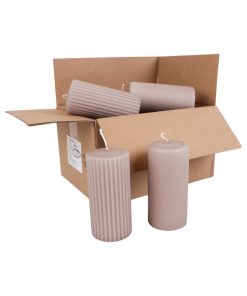 Blockkerze mit und ohne Rillen, beige, 5,8 x 11,5 cm (12 Stk.)
