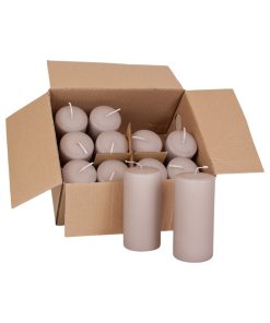 Blockkerze, beige, 5,8 x 11,5 cm (12 Stk.)