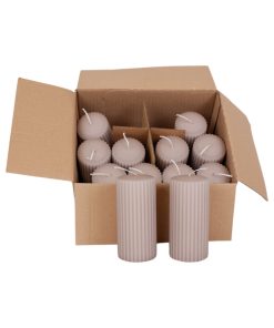 Bloklys med riller, beige, 5,8 x 11,5 cm (12 stk.)