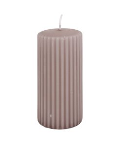 Blockkerze mit Rillen, beige, 5,8 x 11,5 cm