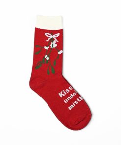 Julestrømper til kvinder. Rød med mistelten. Str. 37-41
