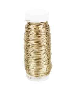 tynd metaltråd kaldet myrtetråd i guld farve i tykkelsen 0,35 millimeter og 50 gram på rullen