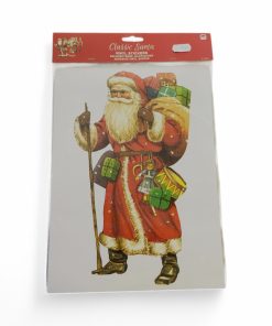 Vinyl klistremerker med julenisse med stav. 21 x 29 cm.