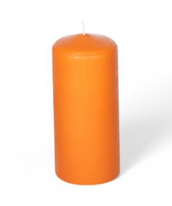 Bloklys ORANGE 5,8 x 13 cm. Ren stearin i Halloweenfarver