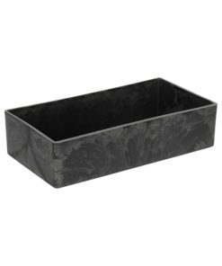 Fad til dekorationer, 20 x 10 cm., grå - sort melamin