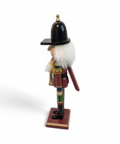 Alternative view of Nøddeknækker figur med trompet 25 cm. høj. Unikt julepynt i træ