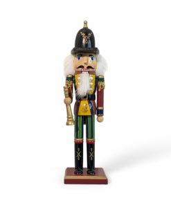 Nøddeknækker figur med trompet 25 cm. høj. Unikt julepynt i træ