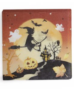 Servietten mit Halloween-Thema mit Vollmond und fliegender Hexe