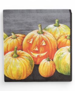 Servietten für Halloween mit mehreren Kürbissen und einem fröhlichen Kürbiskopf