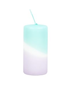 trefarvet 5,8 x 12 centimeter mint hvid og lilla pastel bloklys til påske eller festbordet
