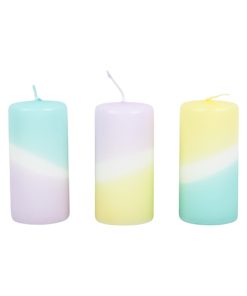 Alternative view of Blockkerze 3-farbig, Gold/weiß/mint 5,8 x 12 cm.