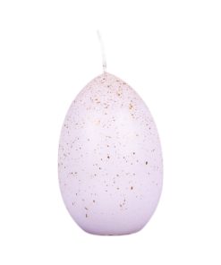 smukt lys lilla ø 6,5 centimeter æggelys med guldstænk til påske eller guldfesten