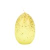 smukt lys gult ø 6,5 centimeter æggelys med guldstænk til påske eller guldfesten