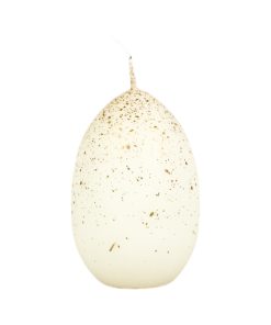 smukt råhvidt ø 6,5 centimeter æggelys med guldstænk til påske eller guldfesten