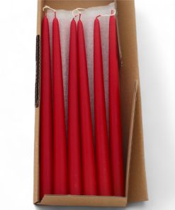 RØDE stakelys, dyppede stearinlys 30 cm. - 12 stk.