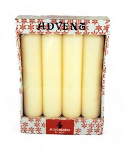 Adventslys RÅHVIDE stearinlys med spyd 4 x 18 cm. 4 lys pr. pk.