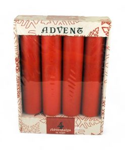 Adventslys RØDE stearinlys med spyd 4 x 18 cm. 4 lys pr. pk.