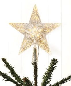Topstjerne til juletræ m/batteri og LED lys - varm hvid