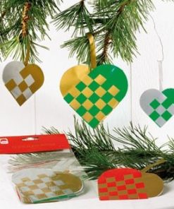 Flettehjerter, papirhjerter til juletre 12 stk. i 3 str. - enkel julepynt