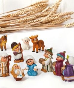 Krybbespil med 10 søde figurer - religiøs julepynt