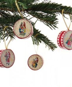 Trommeln für Weihnachtsbaum mit nostalgischem Weihnachtsmann - Karton mit Schnur