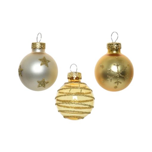 Julekugler glas, GULD mix Ø 3 cm. (9 stk.) - Billede 2
