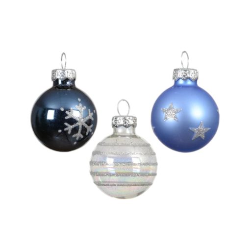 Julekugler glas, BLÅ mix Ø 3 cm. (9 stk.) - Billede 2