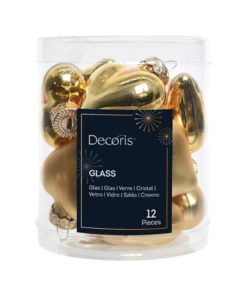glas julekugle hjerter i guld farve med øje i toppen til ophæng