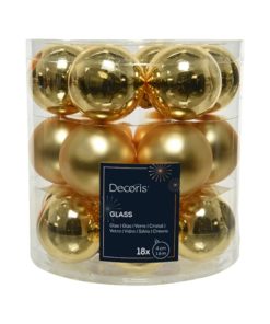 glas julekugler med diameter 4 centimeter i blank og mat guld farve