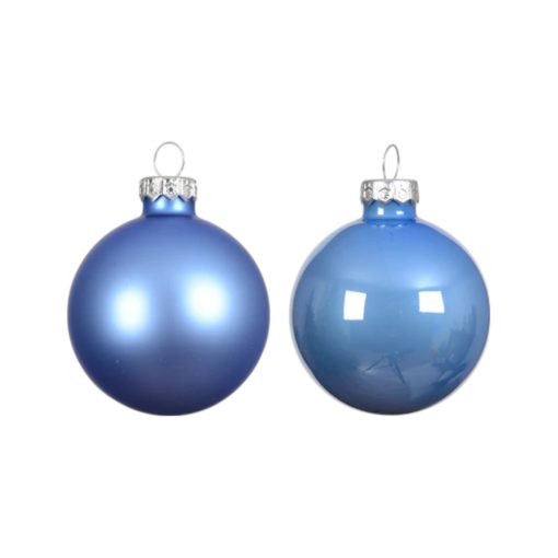 Julekuler glass, HIMMEL BLÅ blank og matt Ø 6 cm. (10 stk.) - Bilde 2