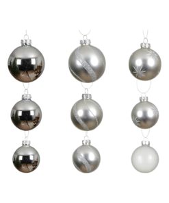 Alternative view of Julekuler glass, SØLV mix boks Ø 5 - 7 cm. (20 stk.)