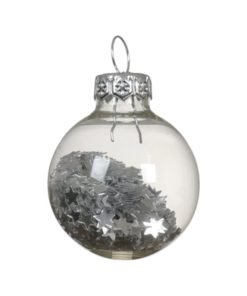 Alternative view of Julekugler glas med stjerner indeni, SØLV Ø 3 cm. (9 stk.)