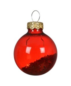 Alternative view of Julekugler glas med stjerner indeni, RØD Ø 3 cm. (9 stk.)