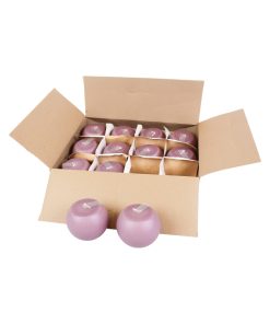 12 styk runde kuglelys med flad top i grå violet på 10 centimeter