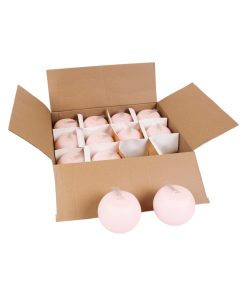 12 styk runde kuglelys med flad top i pastel rosa på 10 centimeter