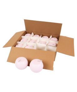 12 styk runde kuglelys med flad top i støv rosa på 10 centimeter