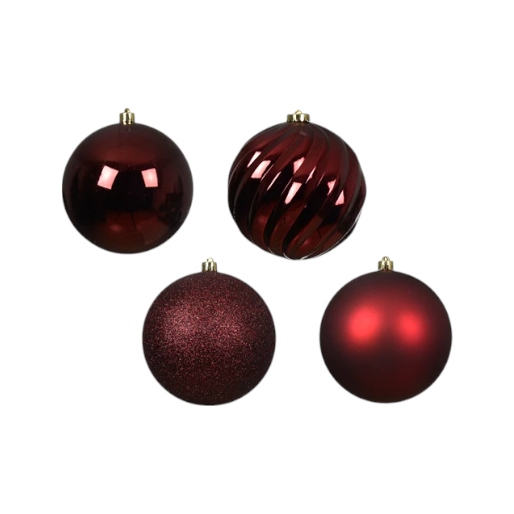 Weihnachtskugeln, Plastik, DUNKELROT, groß Ø 14 cm. (4 stk. mix) – Bild 2