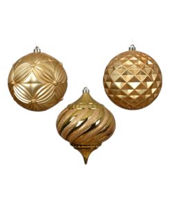 Alternative view of Weihnachtskugel, Plastik, Gold mit Facettenmuster, matt Ø 20 cm.