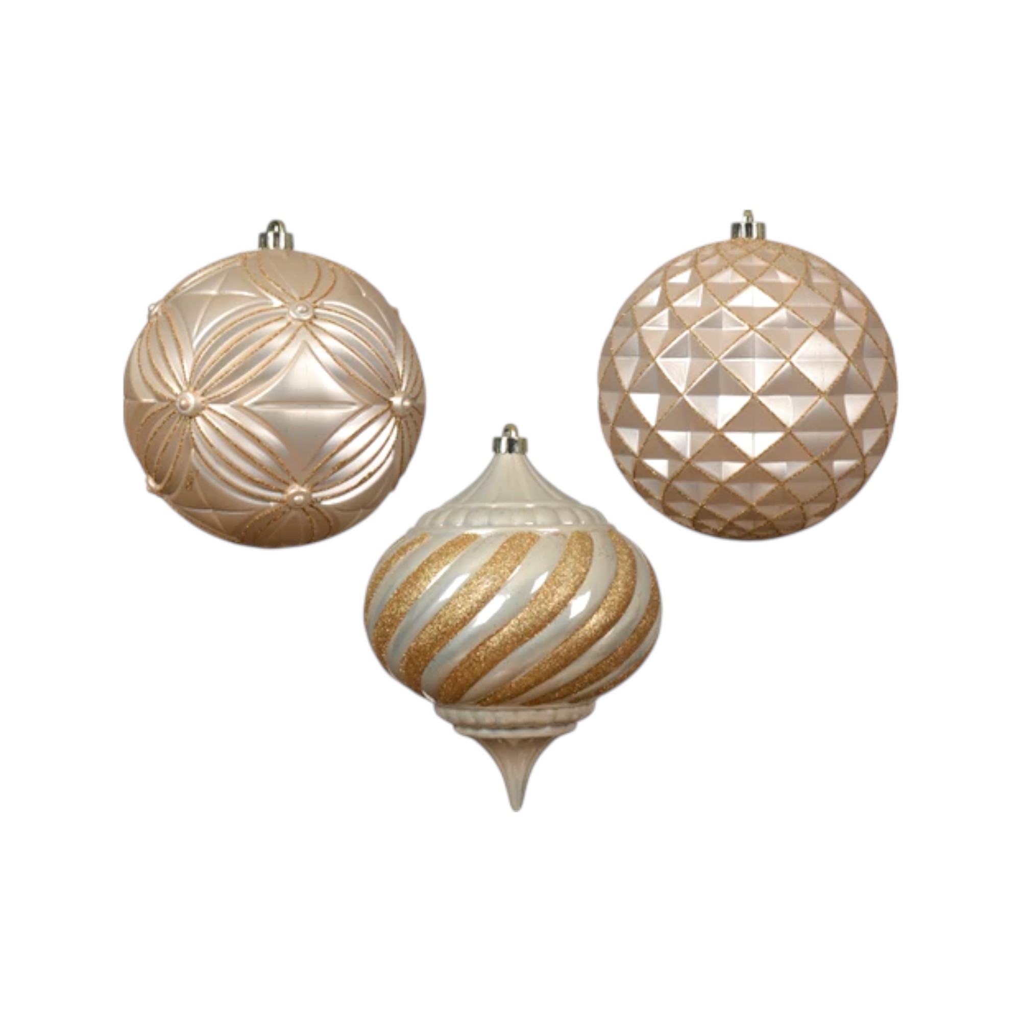 Weihnachtskugel, Plastik, PERLMUTT mit Muster, matt Ø 20 cm. – Bild 2