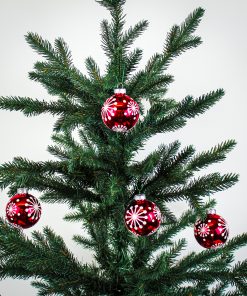 Alternative view of Julekugler glas, RØD med iskrystaller, Ø 6 cm. (4 stk.)