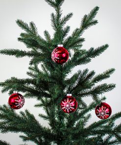 Alternative view of Julekugler glas, RØD med stjerne , Ø 6 cm. (4 stk.)