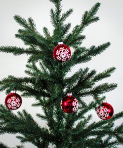 Alternative view of Julekugler glas, RØD med snefnug , Ø 6 cm. (4 stk.)