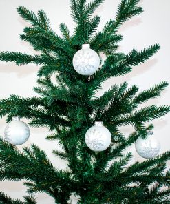 Alternative view of Julekugler glas, HVID med stjerne , Ø 6 cm. (4 stk.)