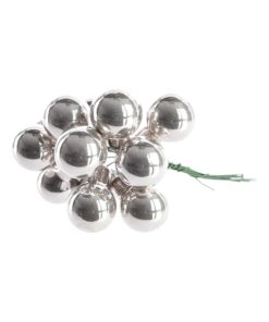 Alternative view of Mini glass julekuler på wire, SØLV blank Ø 2 cm. (144 stk.)