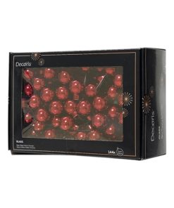 små glaskugler med ståltråd wire blanke mørke røde i diameter 2 centimeter