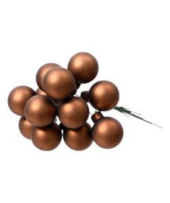 Alternative view of Mini glass julekuler på wire, ESPRESSO matt Ø 2 cm. (144 stk.)