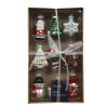 9 forskellige traditionelle glas julefigurer i æske til juletræet