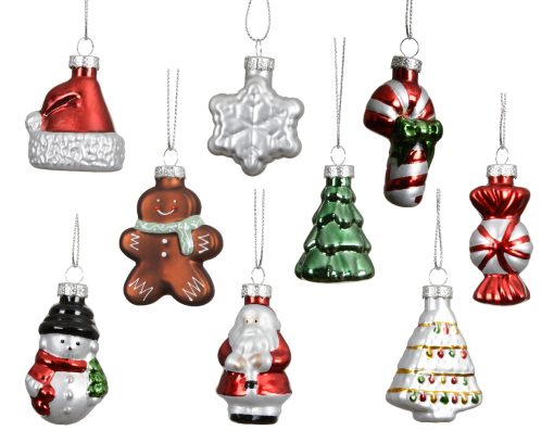 Julekugle figurer i glas, traditionel julepynt 4 cm. (9 stk.) - Billede 2
